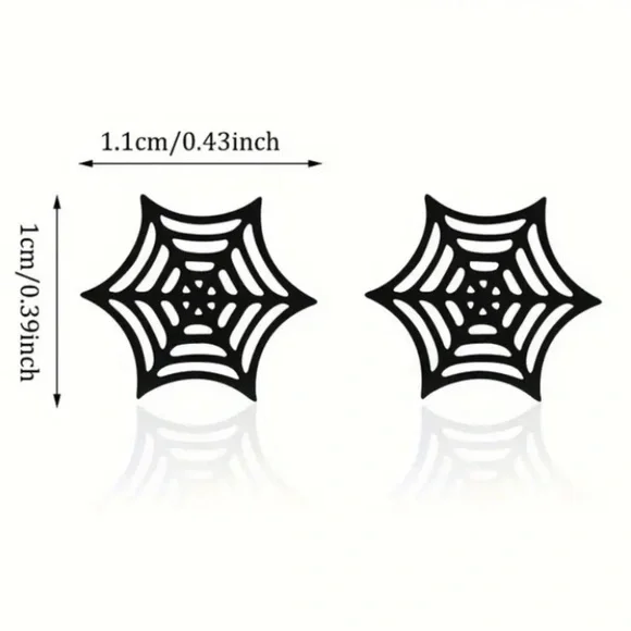 NEW Dainty Spider Web stud Earrings Silver color - Boutique - Picture 3 of 4